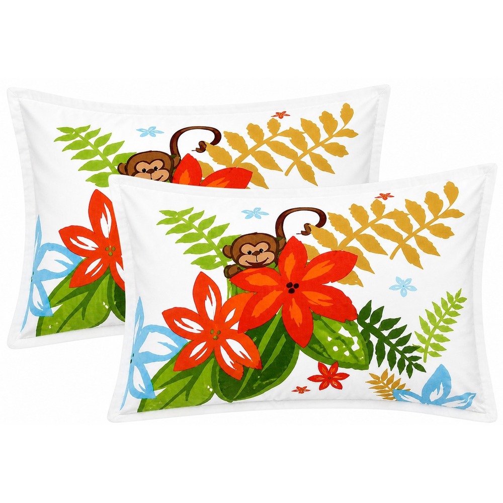 Target 2008 Discontinued Sold Out King Duvet Sham Set Floral Monkey 100% Cotton - Picture 3 of 6